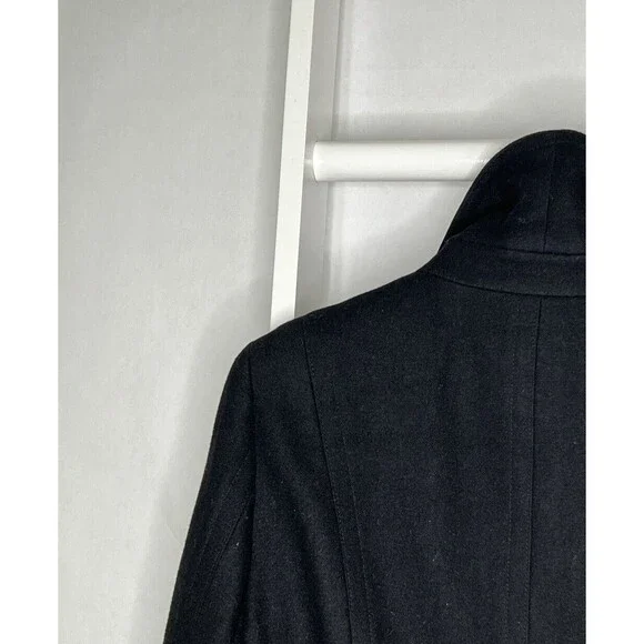 Calvin Klein Peacoat Womens 10 Black Jacket Wool Double Breasted Pocket Neck - Picture 14 of 16